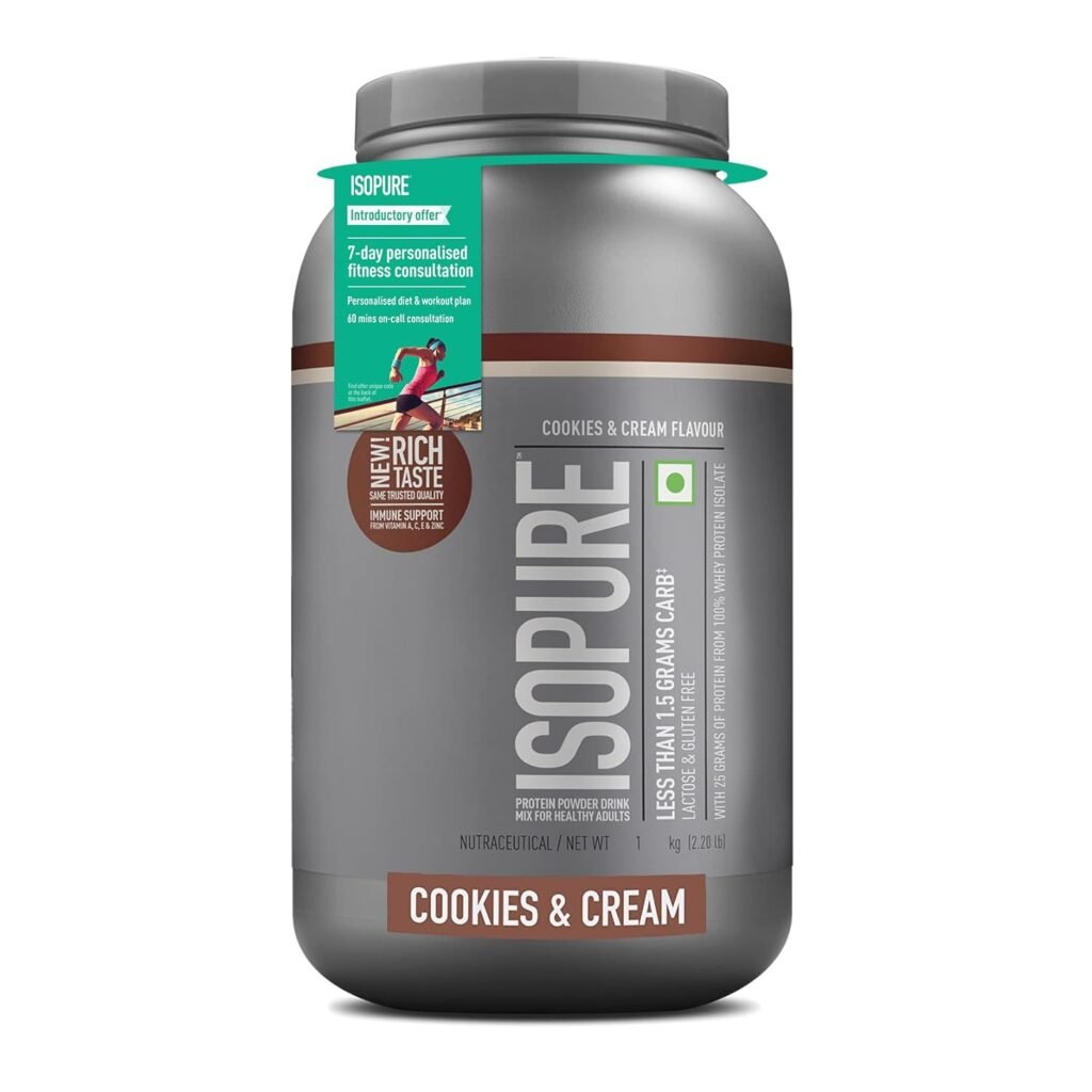 Isopure Whey Protein Isolate Powder with less than 1.5gm of Carbs and Vitamins for Immune Support